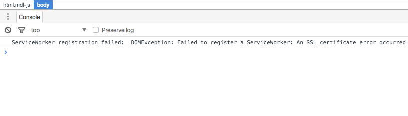 Service worker SSL certificate error